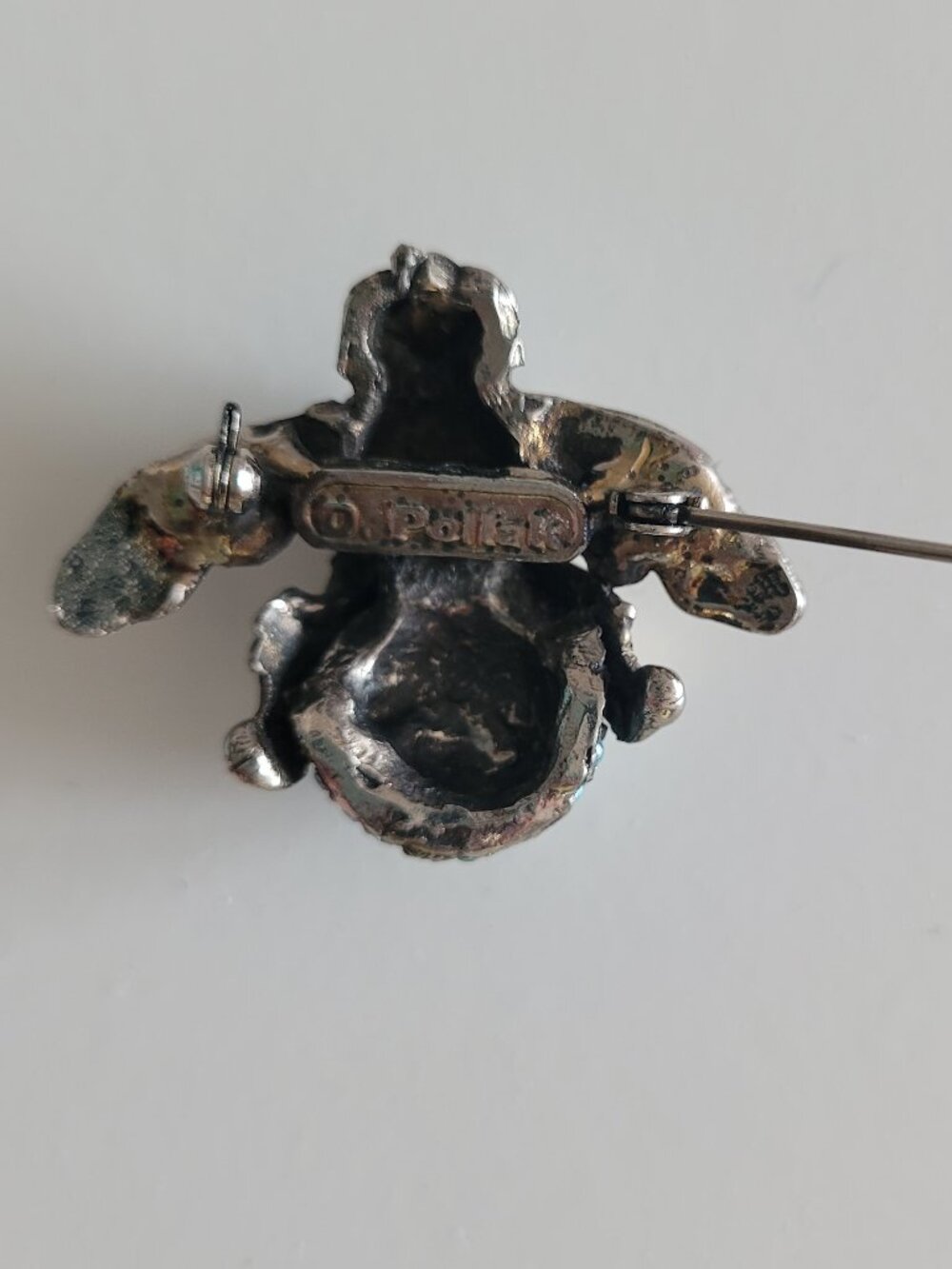 Danny Pollak Silver-Tone + Blue Rhinestone Winged Insect Brooch/Pin - Picture 5 of 6